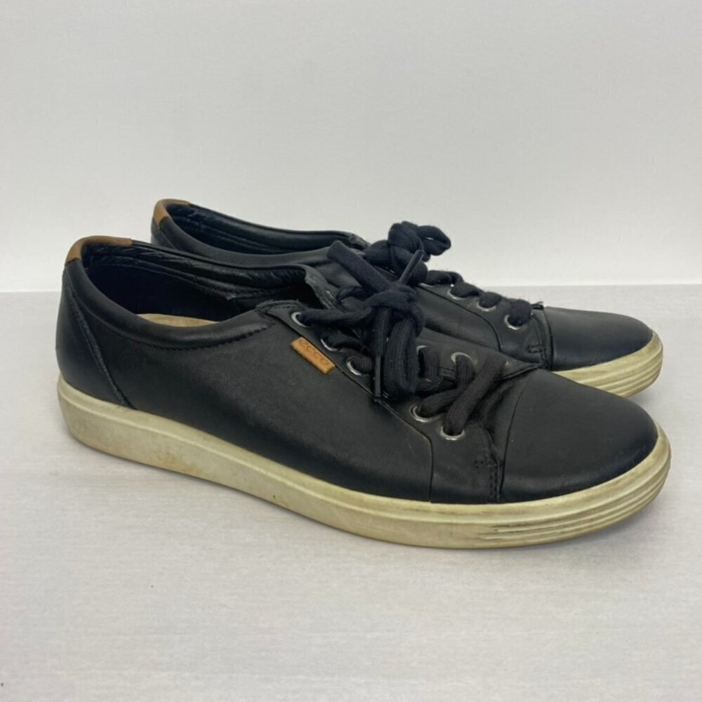 Ecco Black Leather Lace Up Sneakers